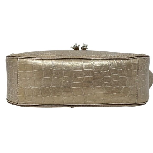 Liz Claiborne Y2K Metallic Gold Faux Croc Baguette Purse Bow Accent Single Strap - Picture 6 of 11